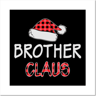 Brother Claus Red Plaid Santa Hat Matching Family Christmas Gifts Posters and Art